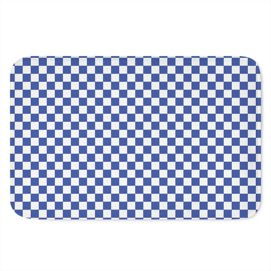 Blue And White Checkered Pattern Print Indoor Door Mat
