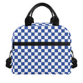 Blue And White Checkered Pattern Print Insulated Lunch Bag