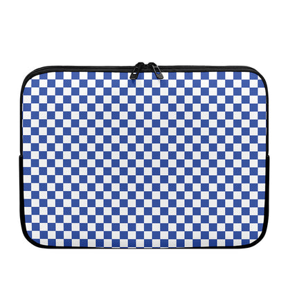 Blue And White Checkered Pattern Print Laptop Sleeve
