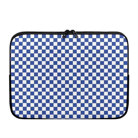 Blue And White Checkered Pattern Print Laptop Sleeve