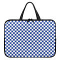 Blue And White Checkered Pattern Print Laptop Sleeve With Handle