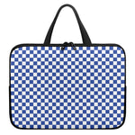 Blue And White Checkered Pattern Print Laptop Sleeve With Handle