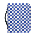 Blue And White Checkered Pattern Print Leather Bible Cover