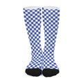 Blue And White Checkered Pattern Print Long Socks