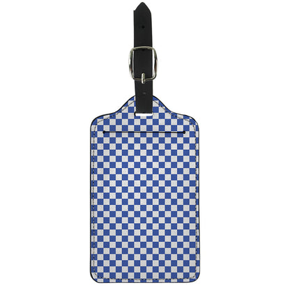 Blue And White Checkered Pattern Print Luggage Tag