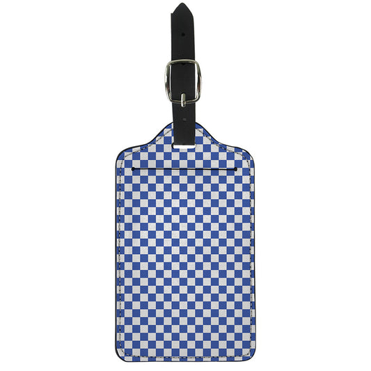Blue And White Checkered Pattern Print Luggage Tag