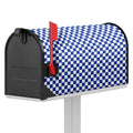 Blue And White Checkered Pattern Print Mailbox Cover