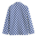 Blue And White Checkered Pattern Print Men's Blazer