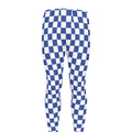Blue And White Checkered Pattern Print Men's Leggings