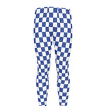 Blue And White Checkered Pattern Print Men's leggings