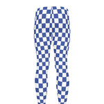 Blue And White Checkered Pattern Print Men's leggings