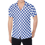 Blue And White Checkered Pattern Print Men's Shirt
