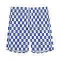 Blue And White Checkered Pattern Print Men's Athletic Shorts