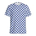 Blue And White Checkered Pattern Print Men's Athletic T-Shirt