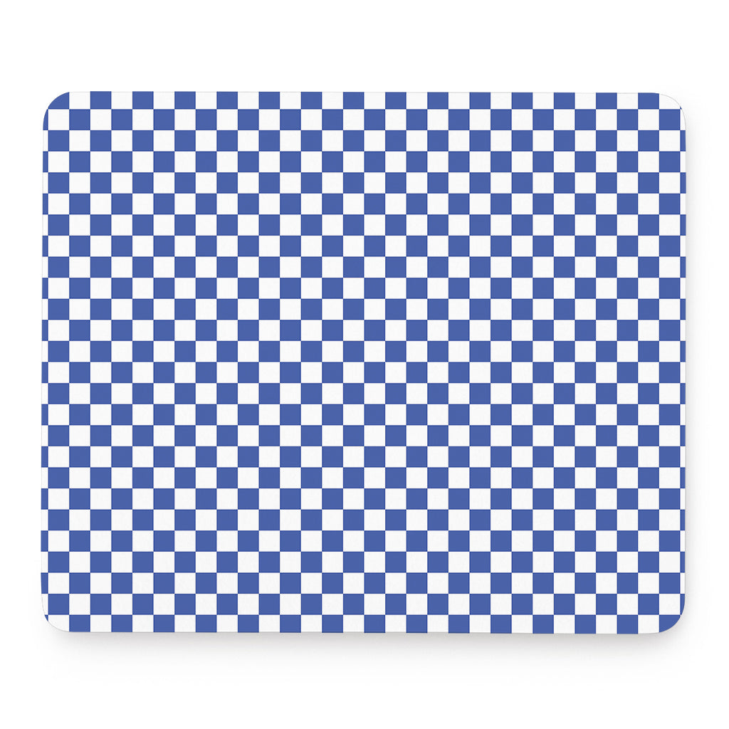 Blue And White Checkered Pattern Print Mouse Pad