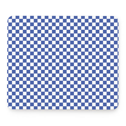 Blue And White Checkered Pattern Print Mouse Pad