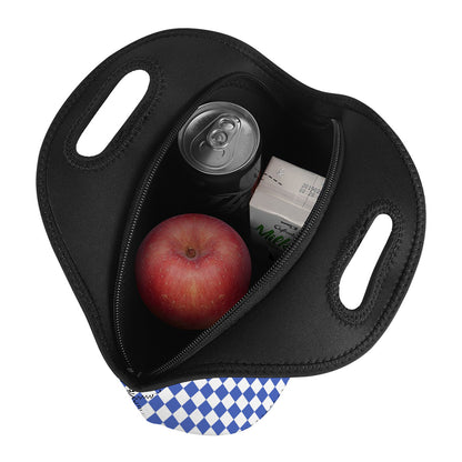Blue And White Checkered Pattern Print Neoprene Lunch Bag
