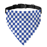 Blue And White Checkered Pattern Print Over The Collar Dog Bandana