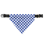 Blue And White Checkered Pattern Print Over The Collar Dog Bandana