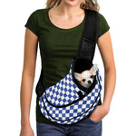 Blue And White Checkered Pattern Print Pet Sling Carrier