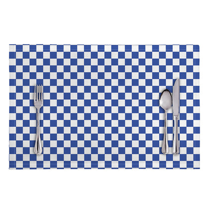 Blue And White Checkered Pattern Print Placemat
