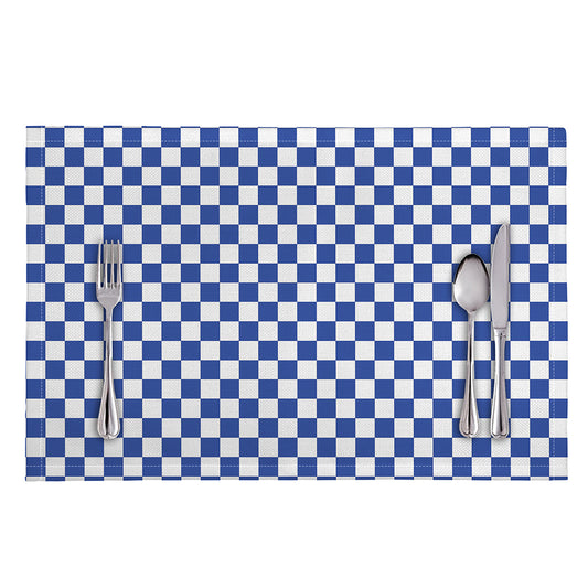 Blue And White Checkered Pattern Print Placemat