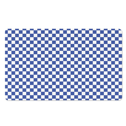 Blue And White Checkered Pattern Print Polyester Doormat