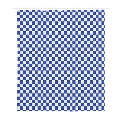Blue And White Checkered Pattern Print Polyester Shower Curtain