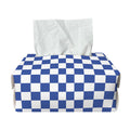 Blue And White Checkered Pattern Print Rectangle Tissue Box Cover