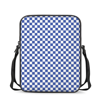 Blue And White Checkered Pattern Print Rectangular Crossbody Bag
