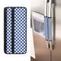 Blue And White Checkered Pattern Print Refrigerator Handle Covers