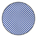 Blue And White Checkered Pattern Print Round Floor Mat