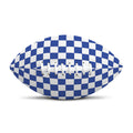 Blue And White Checkered Pattern Print Rugby Ball