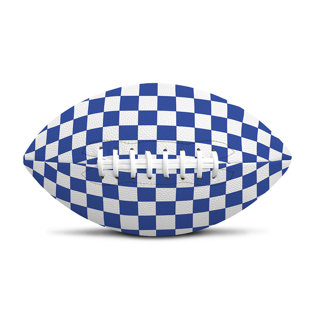 Blue And White Checkered Pattern Print Rugby Ball