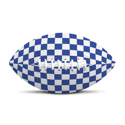 Blue And White Checkered Pattern Print Rugby Ball