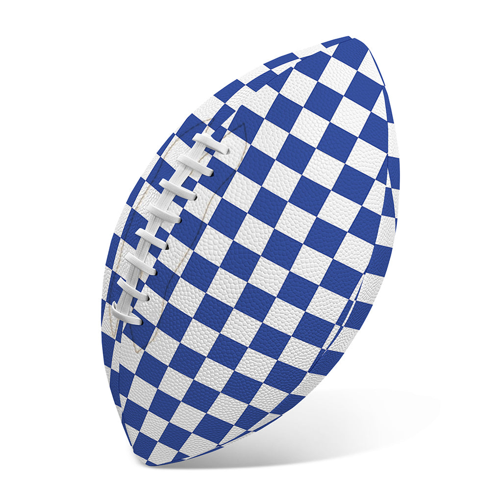 Blue And White Checkered Pattern Print Rugby Ball