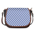 Blue And White Checkered Pattern Print Saddle Bag