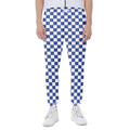 Blue And White Checkered Pattern Print Joggers