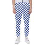 Blue And White Checkered Pattern Print Scuba Joggers