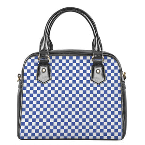 Blue And White Checkered Pattern Print Shoulder Handbag