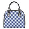 Blue And White Checkered Pattern Print Shoulder Handbag