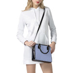 Blue And White Checkered Pattern Print Shoulder Handbag