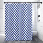 Blue And White Checkered Pattern Print Shower Curtain