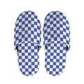 Blue And White Checkered Pattern Print Slippers