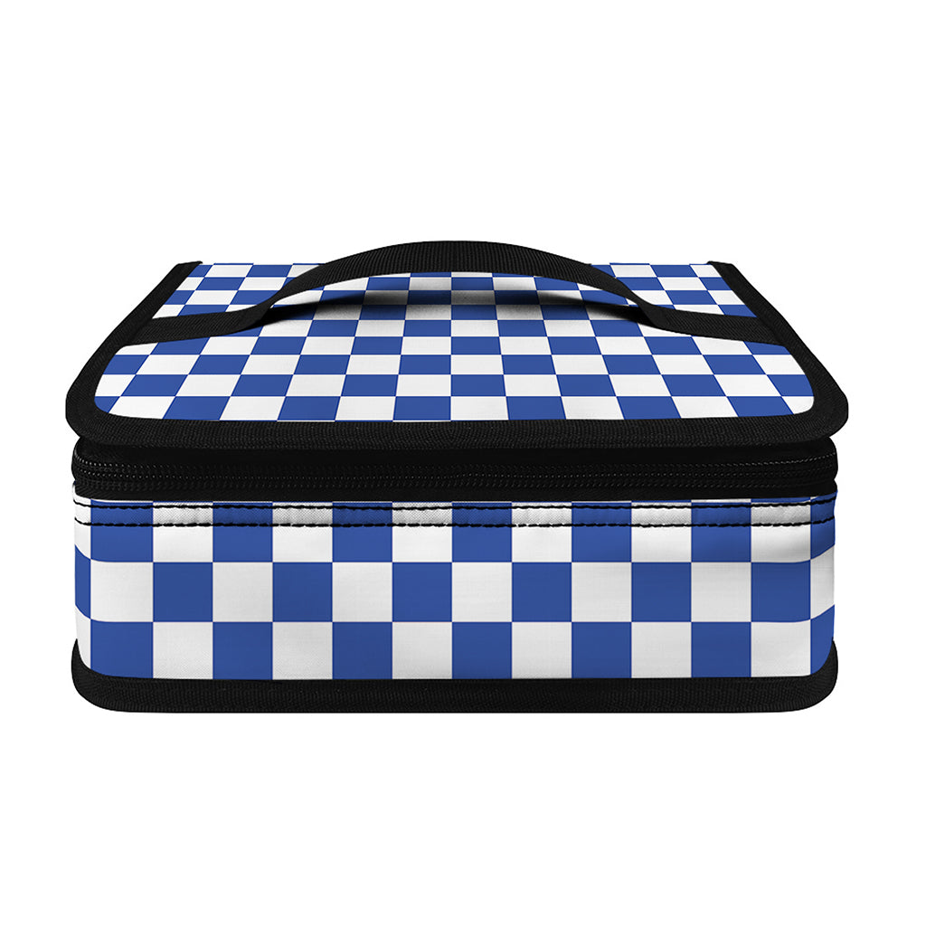 Blue And White Checkered Pattern Print Small Lunch Bag