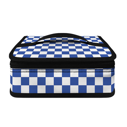 Blue And White Checkered Pattern Print Small Lunch Bag