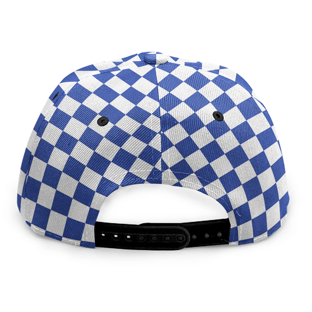 Blue And White Checkered Pattern Print Snapback Cap