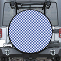 Blue And White Checkered Pattern Print Tire Cover