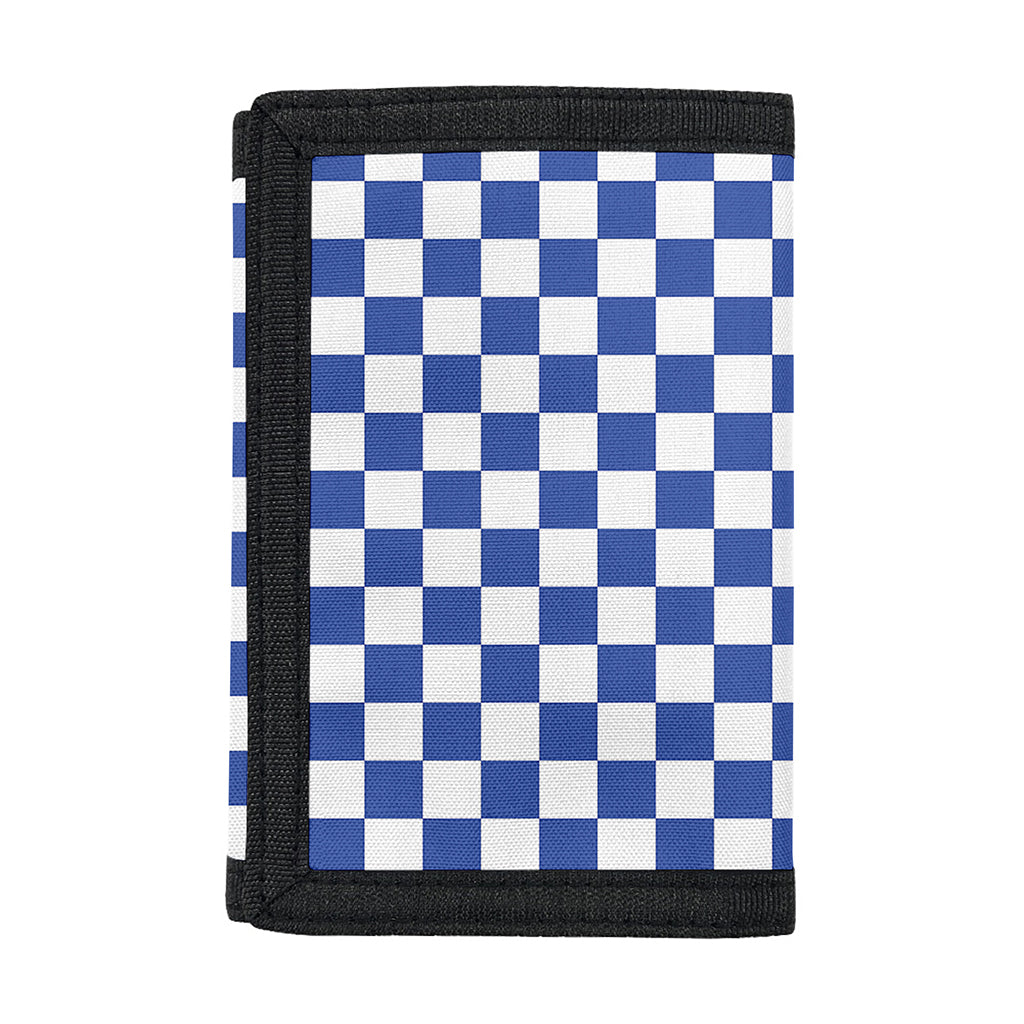 Blue And White Checkered Pattern Print Trifold Wallet