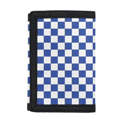 Blue And White Checkered Pattern Print Trifold Wallet